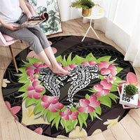 Polynesia Valentine's Day Round Carpet Hammerhead Shark Plumeria With Polynesian Pattern LT14 - Polynesian Pride