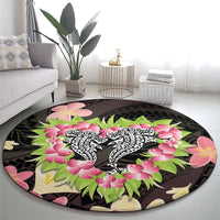 Polynesia Valentine's Day Round Carpet Hammerhead Shark Plumeria With Polynesian Pattern LT14 - Polynesian Pride