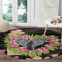 Polynesia Valentine's Day Round Carpet Hammerhead Shark Plumeria With Polynesian Pattern LT14 - Polynesian Pride