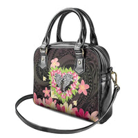 Polynesia Valentine's Day Shoulder Handbag Hammerhead Shark Plumeria With Polynesian Pattern