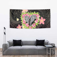 Polynesia Valentine's Day Tapestry Hammerhead Shark Plumeria With Polynesian Pattern