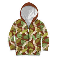 Brown Hawaii Plumeria Lei With Tropical Leaves Kid Hoodie