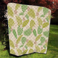 Beige Hawaii Plumeria Lei With Tropical Leaves Quilt LT14 - Polynesian Pride