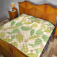 Beige Hawaii Plumeria Lei With Tropical Leaves Quilt LT14 - Polynesian Pride