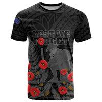 Personalised New Zealand ANZAC Day T Shirt Lest We Forget Soldier Memorial LT15 Black - Polynesian Pride