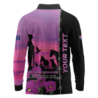 Personalised ANZAC War Animals Long Sleeve Polo Shirt Lest We Forget Memorial