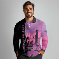 Personalised ANZAC War Animals Long Sleeve Polo Shirt Lest We Forget Memorial