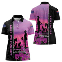 Personalised ANZAC War Animals Women Polo Shirt Lest We Forget Memorial