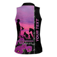 Personalised ANZAC War Animals Women Sleeveless Polo Shirt Lest We Forget Memorial