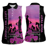 Personalised ANZAC War Animals Women Sleeveless Polo Shirt Lest We Forget Memorial
