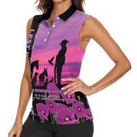 Personalised ANZAC War Animals Women Sleeveless Polo Shirt Lest We Forget Memorial