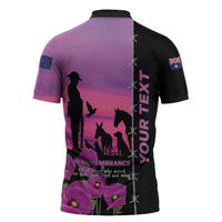 Personalised ANZAC War Animals Zipper Polo Shirt Lest We Forget Memorial