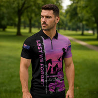 Personalised ANZAC War Animals Zipper Polo Shirt Lest We Forget Memorial