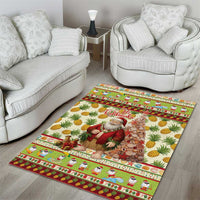 Hawaiian Santa Aloha Pineapple Christmas Area Rug Mele Kalikimaka - Polynesian Pride