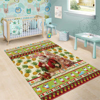 Hawaiian Santa Aloha Pineapple Christmas Area Rug Mele Kalikimaka - Polynesian Pride