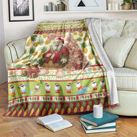 Hawaiian Santa Aloha Pineapple Christmas Blanket Mele Kalikimaka - Polynesian Pride