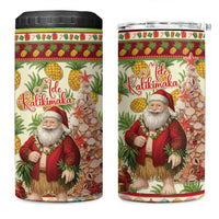Hawaiian Santa Aloha Pineapple Christmas 4 in 1 Can Cooler Tumbler Mele Kalikimaka - Polynesian Pride