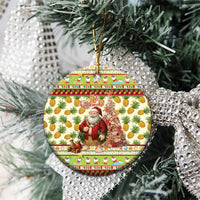 Hawaiian Santa Aloha Pineapple Christmas Ceramic Ornament Mele Kalikimaka - Polynesian Pride