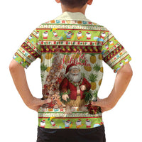 Hawaiian Santa Aloha Pineapple Christmas Family Matching Long Sleeve Bodycon Dress and Hawaiian Shirt Mele Kalikimaka - Polynesian Pride