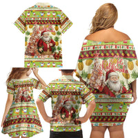 Hawaiian Santa Aloha Pineapple Christmas Family Matching Off Shoulder Short Dress and Hawaiian Shirt Mele Kalikimaka - Polynesian Pride
