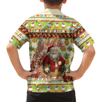 Hawaiian Santa Aloha Pineapple Christmas Family Matching Short Sleeve Bodycon Dress and Hawaiian Shirt Mele Kalikimaka LT15 - Polynesian Pride