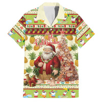 Hawaiian Santa Aloha Pineapple Christmas Family Matching Short Sleeve Bodycon Dress and Hawaiian Shirt Mele Kalikimaka LT15 Dad's Shirt - Short Sleeve Cream - Polynesian Pride