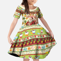 Hawaiian Santa Aloha Pineapple Christmas Kid Short Sleeve Dress Mele Kalikimaka - Polynesian Pride
