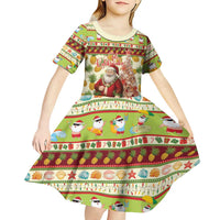 Hawaiian Santa Aloha Pineapple Christmas Kid Short Sleeve Dress Mele Kalikimaka - Polynesian Pride