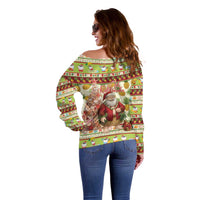 Hawaiian Santa Aloha Pineapple Christmas Off Shoulder Sweater Mele Kalikimaka LT15 - Polynesian Pride