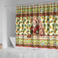 Hawaiian Santa Aloha Pineapple Christmas Shower Curtain Mele Kalikimaka - Polynesian Pride