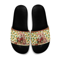 Hawaiian Santa Aloha Pineapple Christmas Slide Sandals Mele Kalikimaka - Polynesian Pride