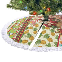 Hawaiian Santa Aloha Pineapple Christmas Tree Skirt Mele Kalikimaka - Polynesian Pride