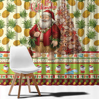 Hawaiian Santa Aloha Pineapple Christmas Window Curtain Mele Kalikimaka - Polynesian Pride