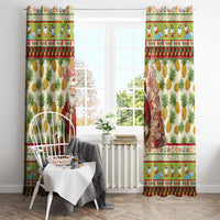 Hawaiian Santa Aloha Pineapple Christmas Window Curtain Mele Kalikimaka - Polynesian Pride