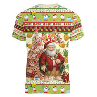 Hawaiian Santa Aloha Pineapple Christmas Women V-Neck T-Shirt Mele Kalikimaka - Polynesian Pride