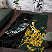 New Zealand and South Africa Rugby Area Rug Silver Fern With Springboks