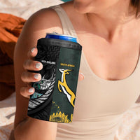 New Zealand and South Africa Rugby Custom 4 in 1 Can Cooler Tumbler Silver Fern With Springboks