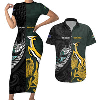 New Zealand and South Africa Rugby Custom Couples Matching Short Sleeve Bodycon Dress and Hawaiian Shirt Silver Fern With Springboks