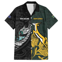 New Zealand and South Africa Rugby Custom Family Matching Off Shoulder Maxi Dress and Hawaiian Shirt Silver Fern With Springboks