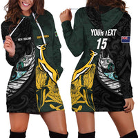New Zealand and South Africa Rugby Custom Hoodie Dress Silver Fern With Springboks