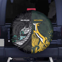 New Zealand and South Africa Rugby Spare Tire Cover Silver Fern With Springboks