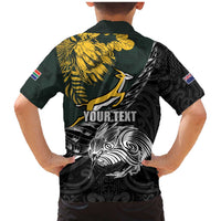 New Zealand and South Africa Rugby Personalised Family Matching Mermaid Dress and Hawaiian Shirt Maori Kiwi With Springboks