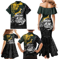 New Zealand and South Africa Rugby Personalised Family Matching Mermaid Dress and Hawaiian Shirt Maori Kiwi With Springboks
