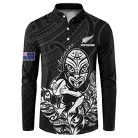 New Zealand Silver Fern Rugby Custom Button Sweatshirt Maori Tiki Black Version