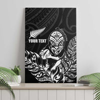New Zealand Silver Fern Rugby Custom Canvas Wall Art Maori Tiki Black Version
