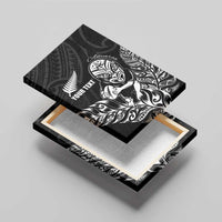 New Zealand Silver Fern Rugby Custom Canvas Wall Art Maori Tiki Black Version