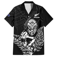 New Zealand Silver Fern Rugby Custom Family Matching Short Sleeve Bodycon Dress and Hawaiian Shirt Maori Tiki Black Version
