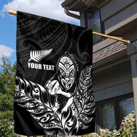 New Zealand Silver Fern Rugby Custom Garden Flag Maori Tiki Black Version