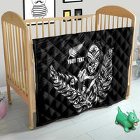 New Zealand Silver Fern Rugby Custom Quilt Maori Tiki Black Version