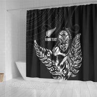 New Zealand Silver Fern Rugby Custom Shower Curtain Maori Tiki Black Version